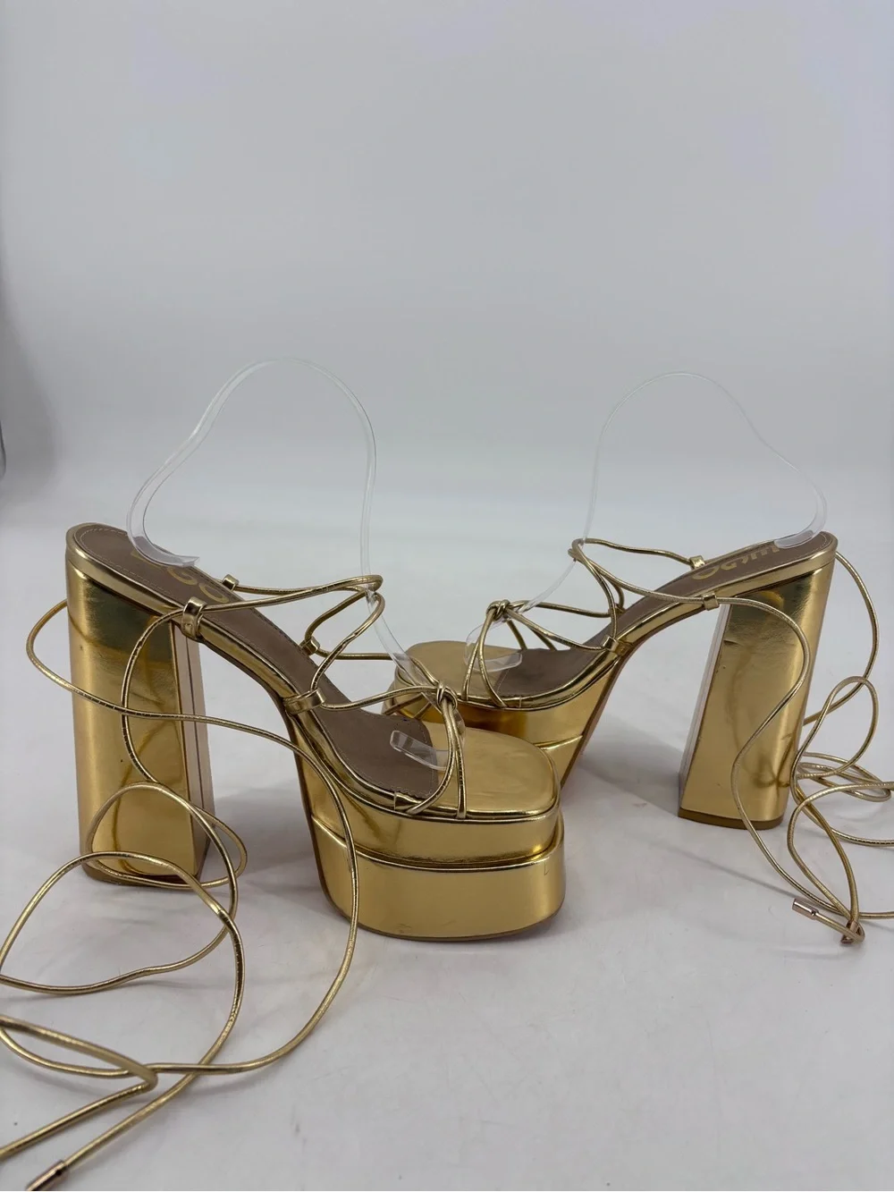EGO x Stassie Mia Kylie Jenner Khloe Kardashian Metallic Retro 70s Platform Heel